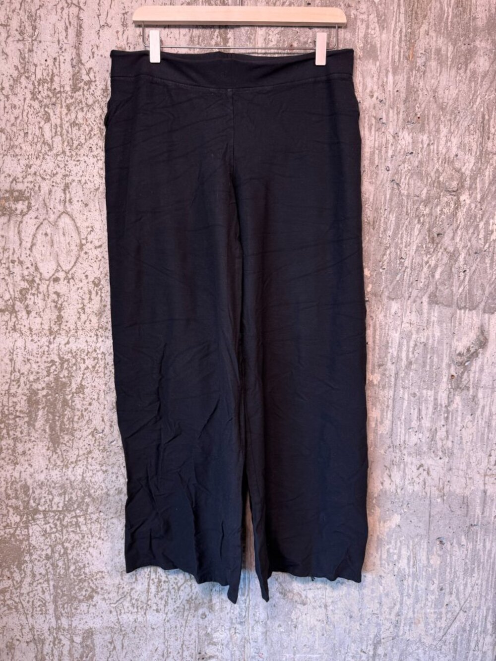 EILEEN FISHER Women's Washable Stretch Crepe Wide-Leg Pant Size S in Black